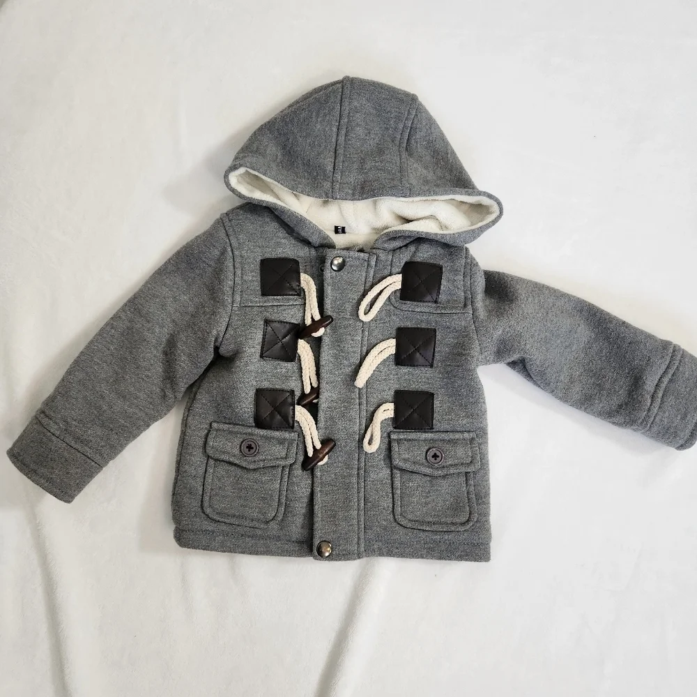Gray Toggle Pea Coat for Kids - Unisex size 9- 12 months